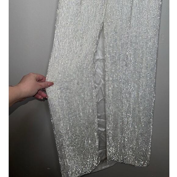 Retrofête White Sequin Maxi Dress XS NWT Bridal Wedding Reception Gown Slit - Picture 6 of 10